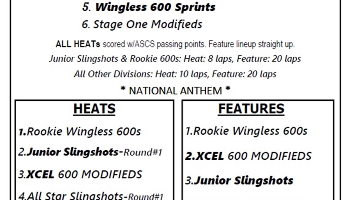 8/12/23 SLINGSHOT SPEEDWEEK &amp; XCEL 600 TOUR; GA: Pack the car $20 (max10)