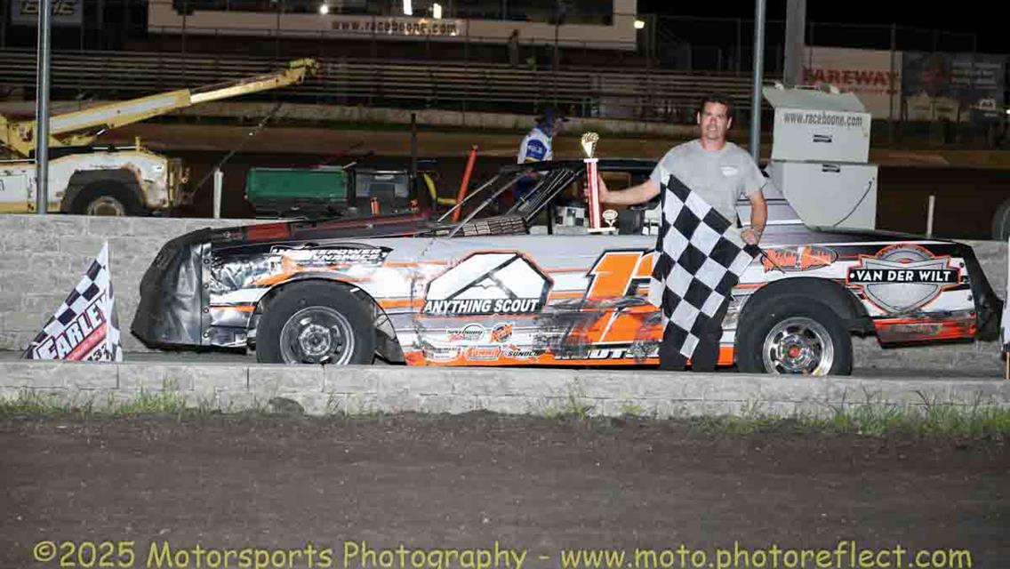 Jimmy Gustin dominates the night with three feature wins at Boone Speedway
