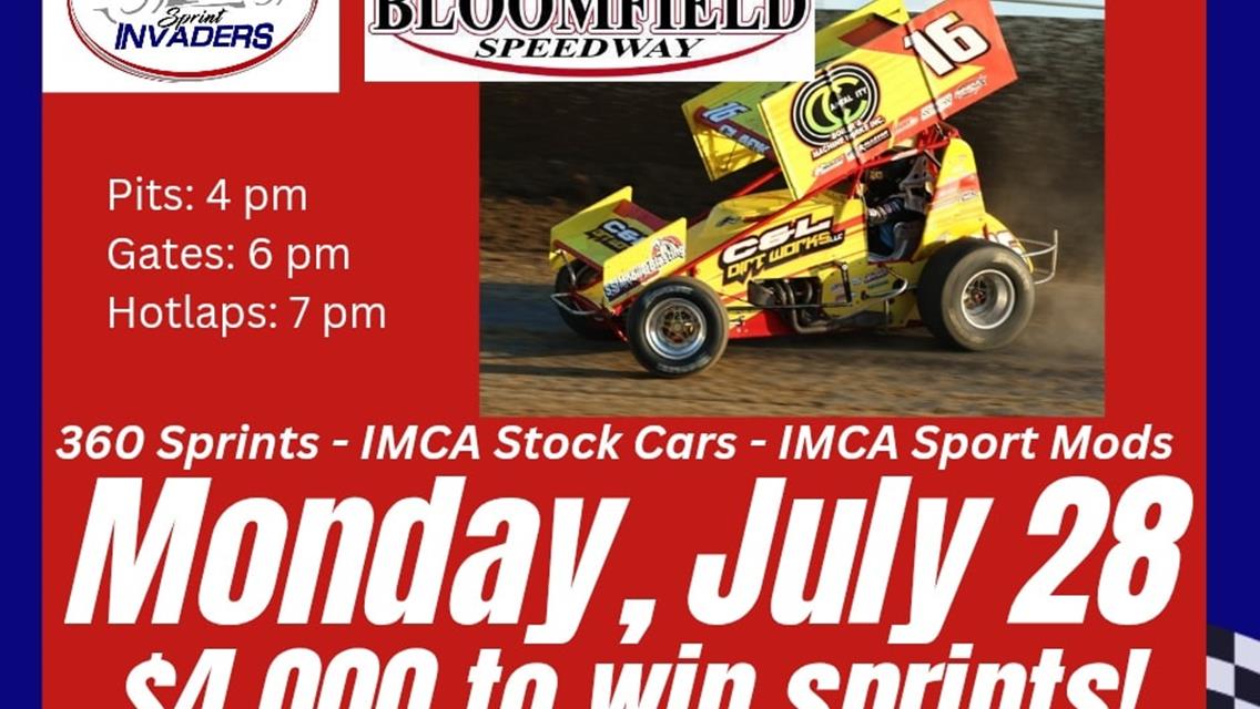 Mohrfeld Solar Sprint Invaders Clash for $4,000 Monday at Bloomfield!
