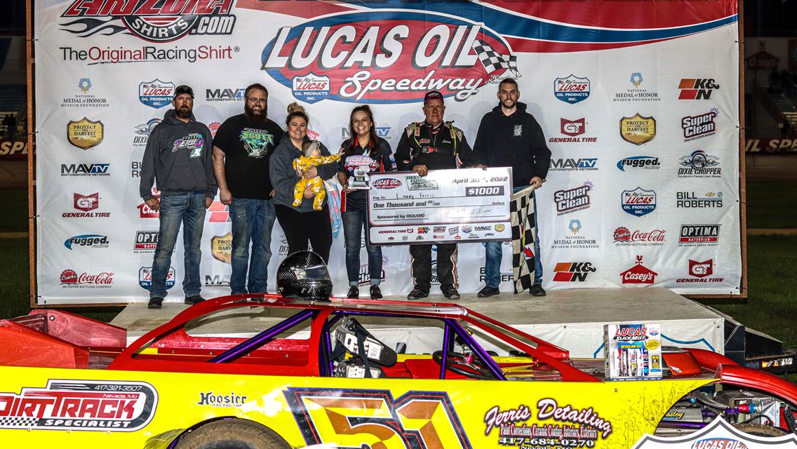 Ferris wires Late Model field to capture Lucas Oil Speedway&#39;s Weekly Racing Series Spring Opener