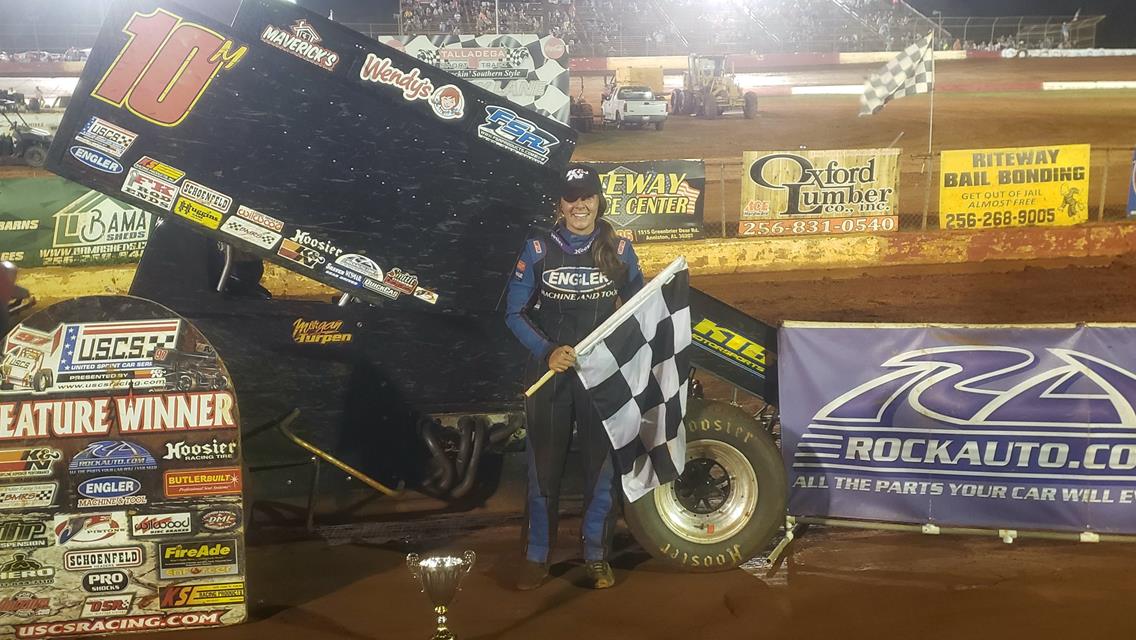 Two-time USCS National Champion, Morgan led wire to wire at Talladega Short Track