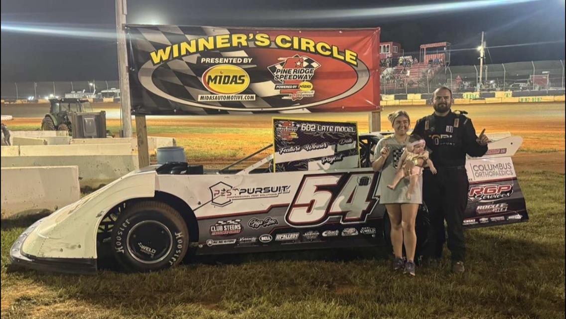 Chace Pennington added his ninth win of the season with a Sportsman Late Model victory at Pine Ridge Speedway.