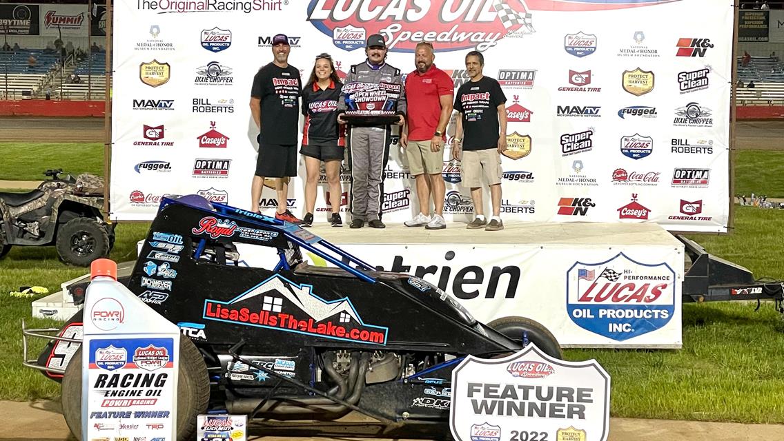 Kreisel, McIntosh, Bergman prevail at Lucas Oil Speedway&#39;s 11th annual Impact Signs Awnings Wraps Open Wheel Showdown