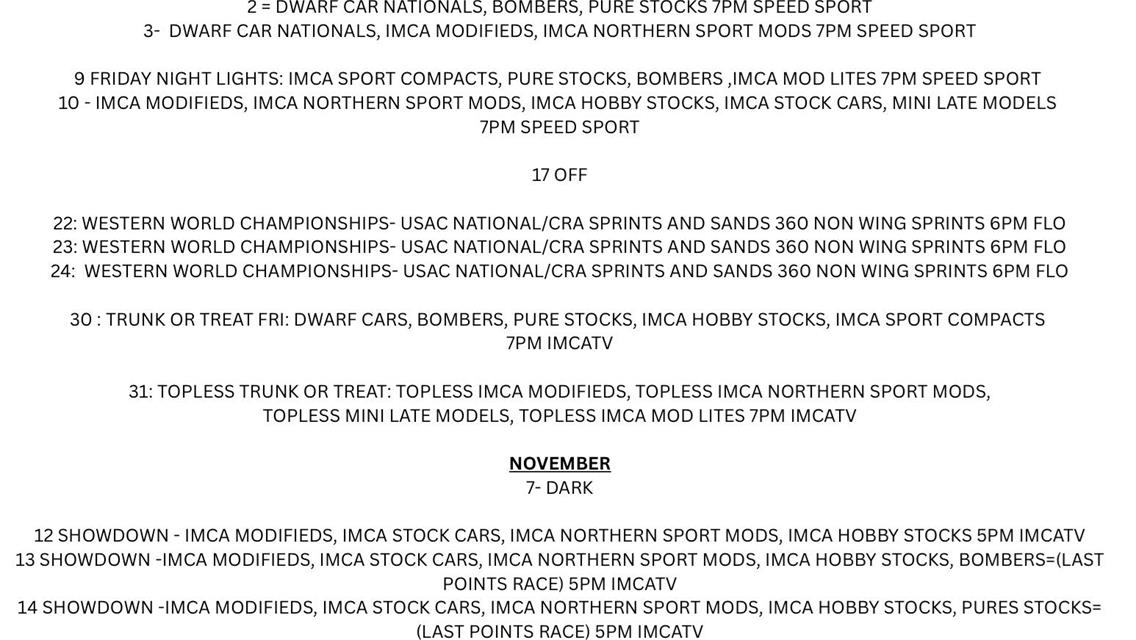 2026 Central Arizona Raceway Schedule