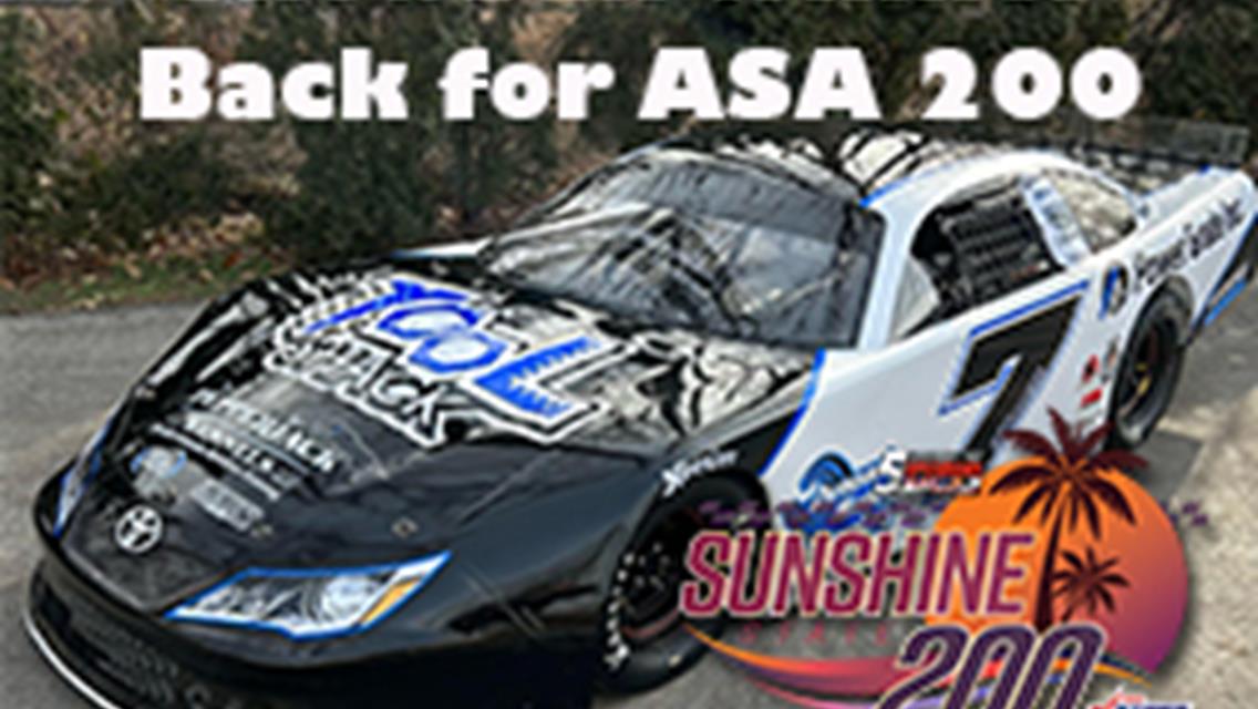SNOWBALL WINNER RETURNS FOR ASA SUNSHINE STATE 200 OPENER.