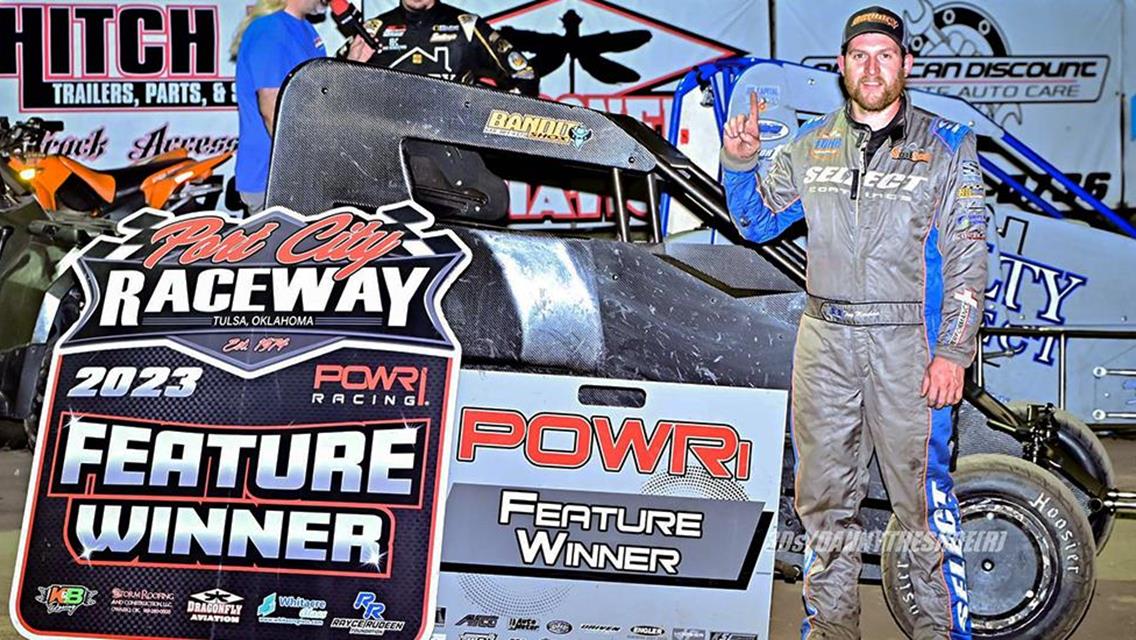 Trey Marcham Wins in Late-Race Pass with POWRi West Midgets at Port City Raceway