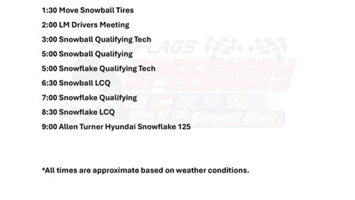 Revison #2 For Saturday Afternoon; Outlaws moved to Monday.