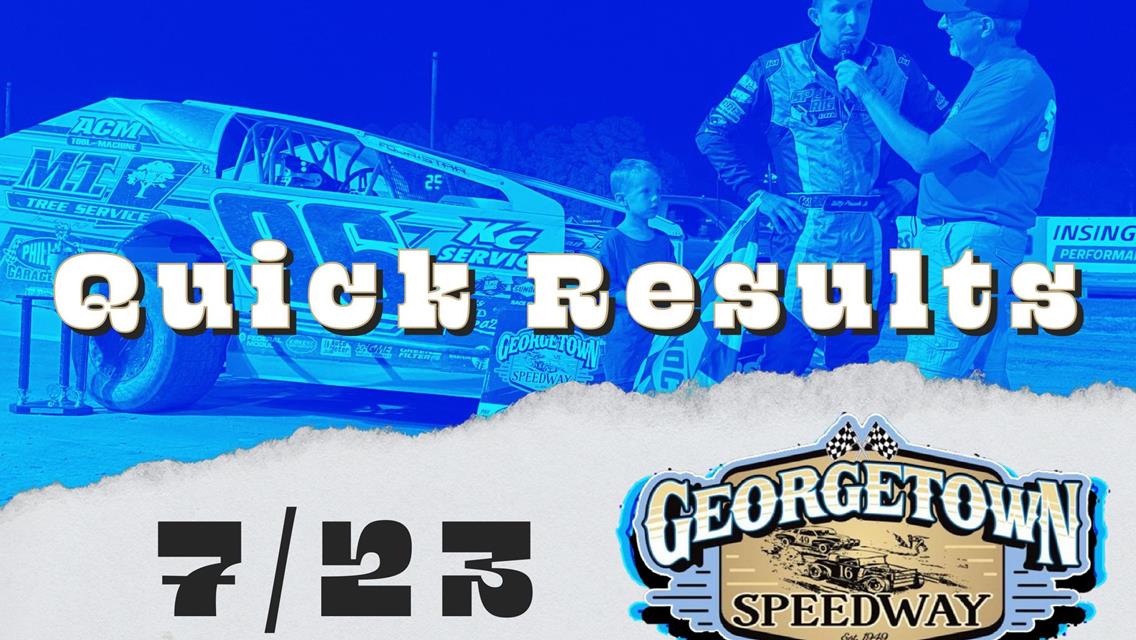 GEORGETOWN SPEEDWAY RESULTS SUMMARY â€“ JULY 23, 2021