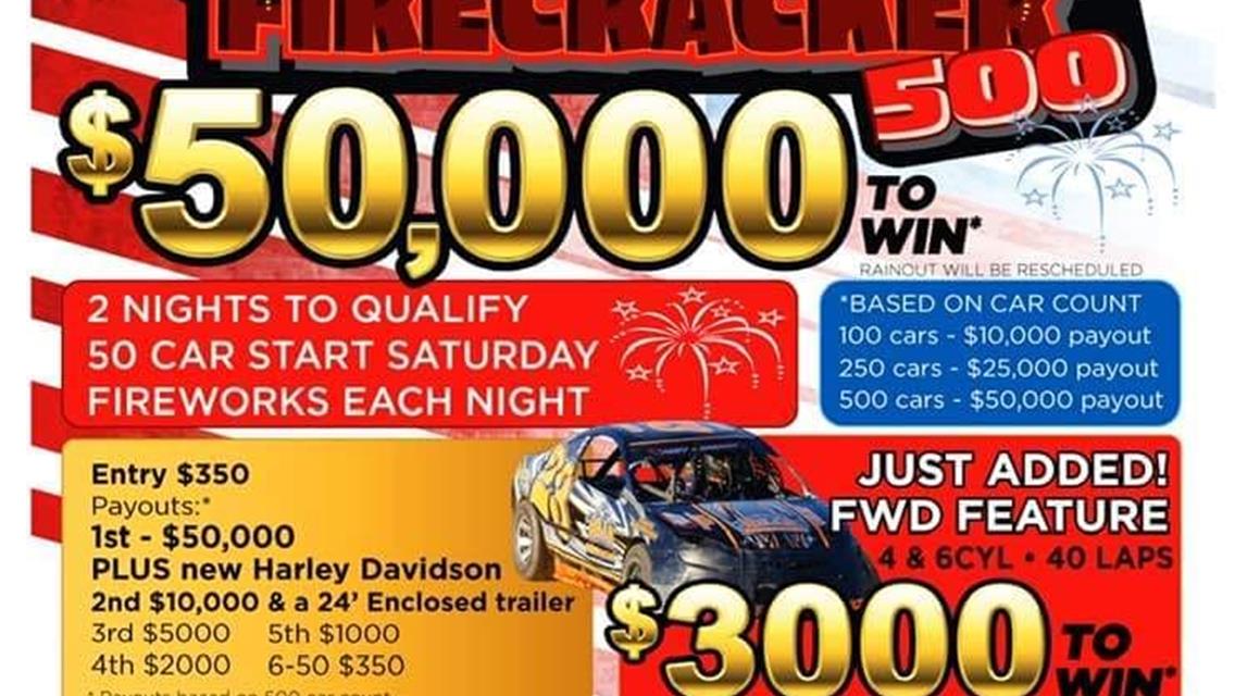 Crown Vic Firecracker 500 coming up July 3-7