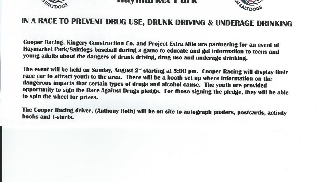 Join us, Sunday August 2nd at Haymarket Park!