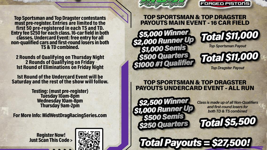 The Summit Racing Equipment Mid-West Drag Racing Series, along with Flying H Drag Strip are pleased to announce the largest payout ever in pro mod rac