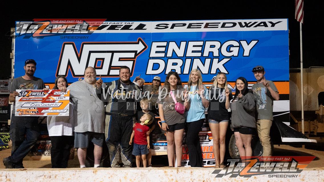 Crate Late Model feature winner Odie Overholt