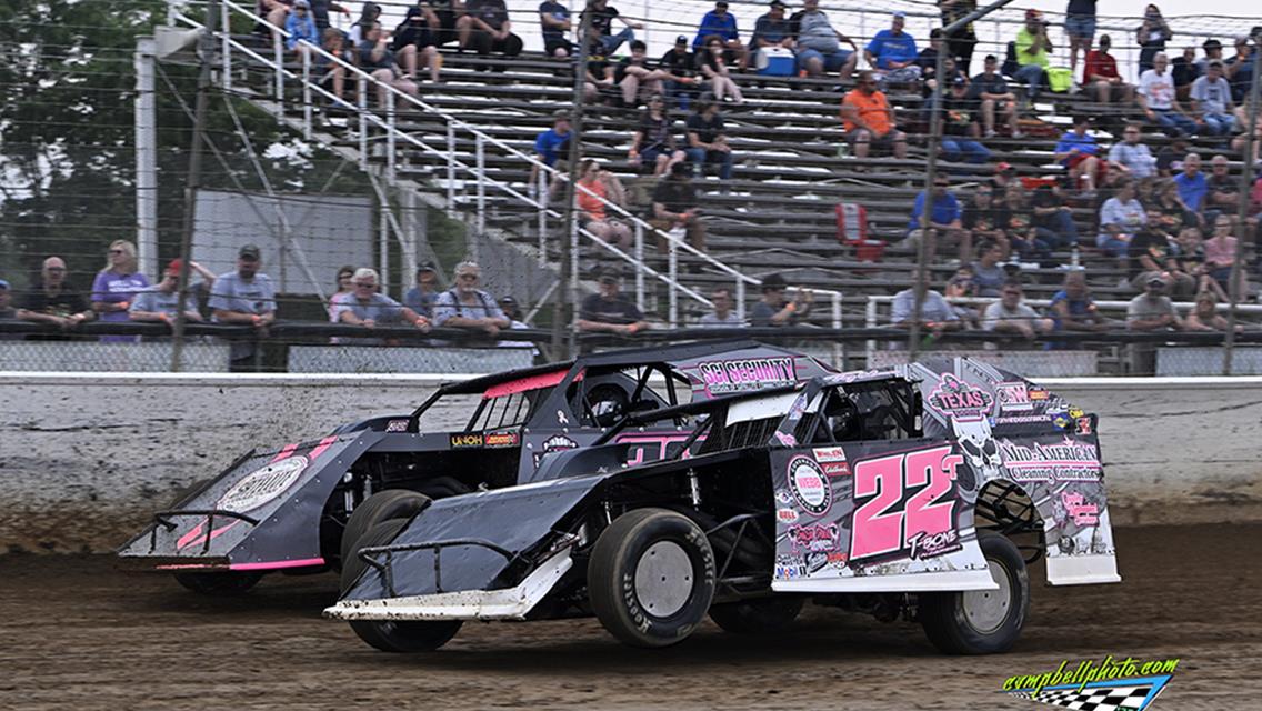 Vaughan wins second Modified feature of season, Valenti bags first Thunderstock win of year, and Hannagan sings in the rain in NRA Sprints.