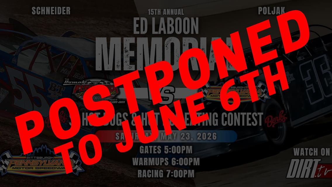 Heavy Forecasted Rains Postpone Ed Laboon Memorial to June 6th