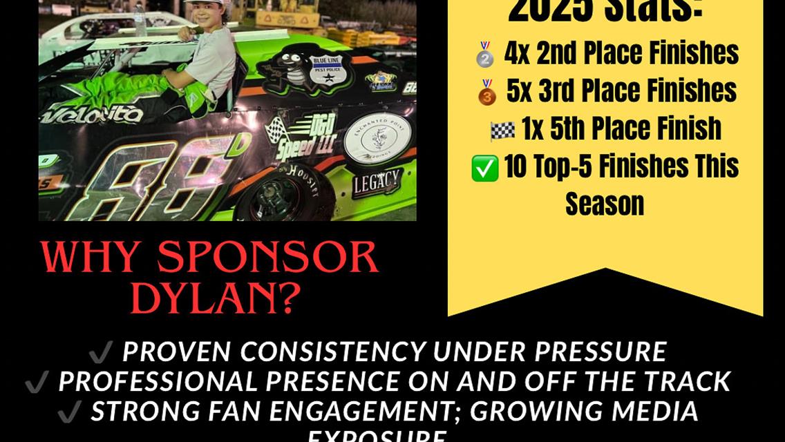 DYLAN’S 2025 SEASON: CONSISTENCY. SPEED. POTENTIAL. READY FOR PARTNERSHIP.