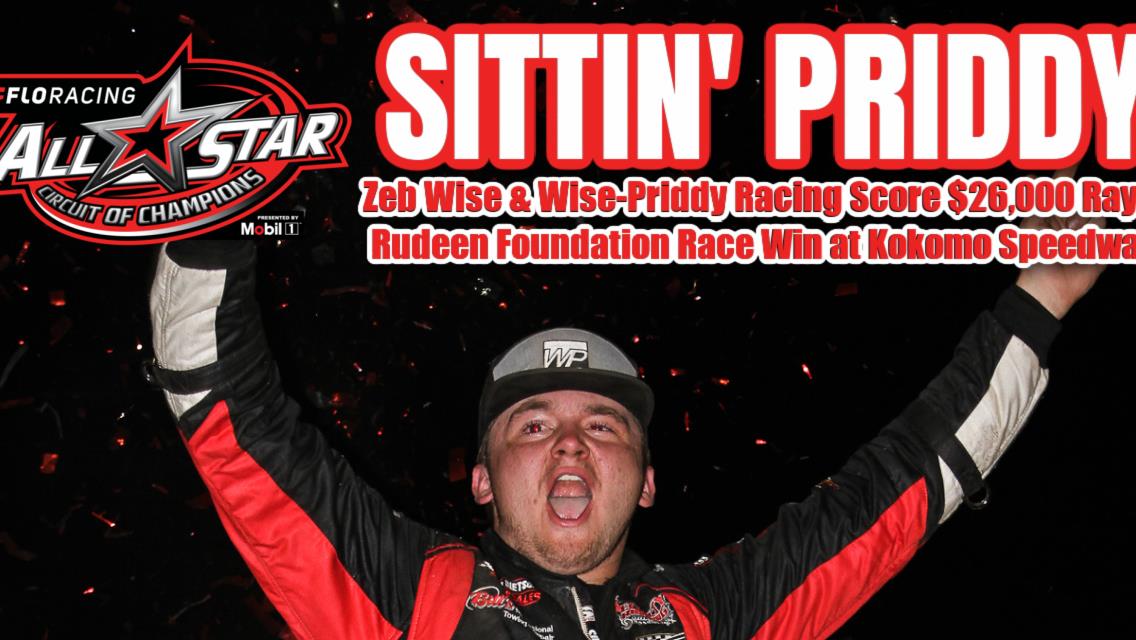 Zeb Wise and Wise-Priddy Racing score Rayce Rudeen Foundation Race victory for $26,000 payday at Kokomo Speedway
