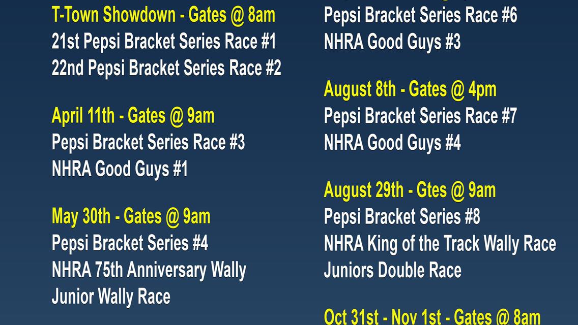 Osage Casino &amp; Hotel Tulsa Raceway Park 2026 Schedule is OUT