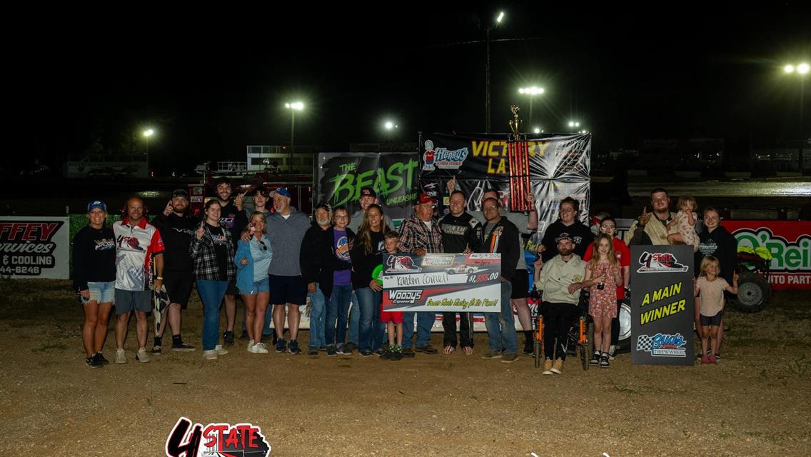 Springfield Raceway (Springfield, MO) – 4 State Dirt Late Model Series – Flyin' Farmer 55 – May 9, 2026. (Rhonda Burton Photography)