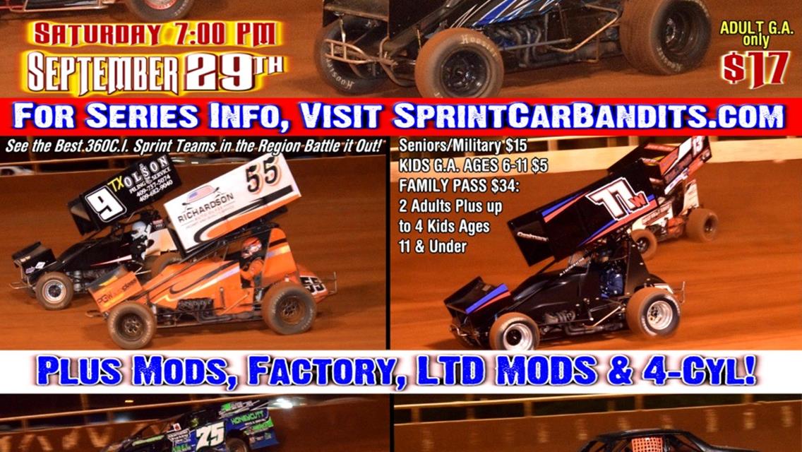 NEXT LSS DIRT TRACK EVENT: SPRINT CAR BANDITS SERIES CHAMPIONSHIPS - LONESTAR SPEEDWAY SEPT. 29!