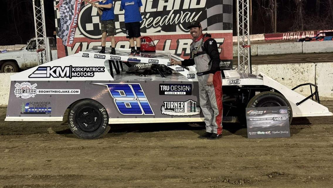 Garrett Schumacher scored a pair of wins at Highland Speedway.