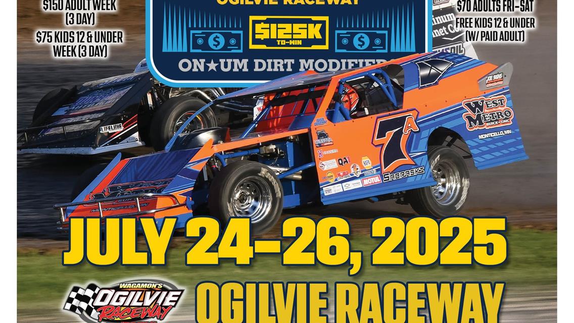 July 24-26 $125K to Win Modifieds and $25K to Win B-Mods!