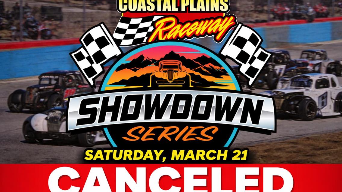 Saturday March 21 Canceled at Coastal Plains Raceway