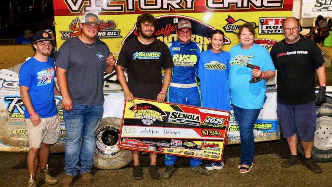 Ashton Winger scored this third career Roscoe Smith Memorial victory on Thursday, July 17 at Senoia Raceway. He outran Sam Seawright in the Schaeffer&#39;s Southern Nationals event to claim the $7,544 payday.
