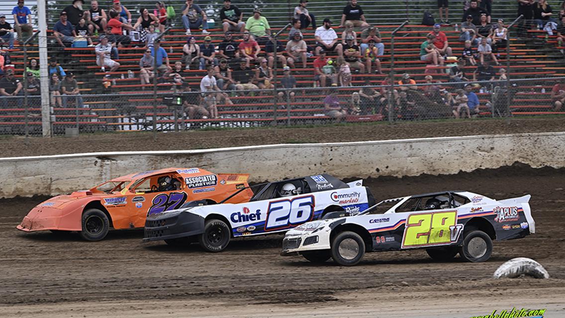 Vaughan wins second Modified feature of season, Valenti bags first Thunderstock win of year, and Hannagan sings in the rain in NRA Sprints.