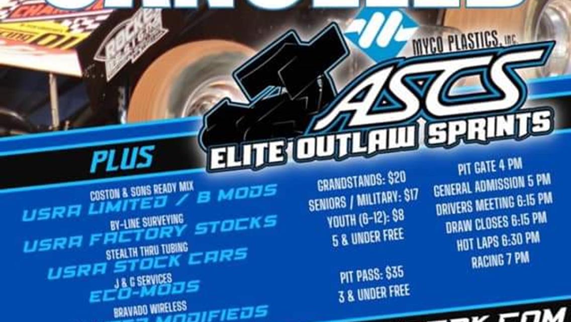 Excessive Rainfall Claims ASCS Elite Outlaw Opener At Rocket Raceway Park