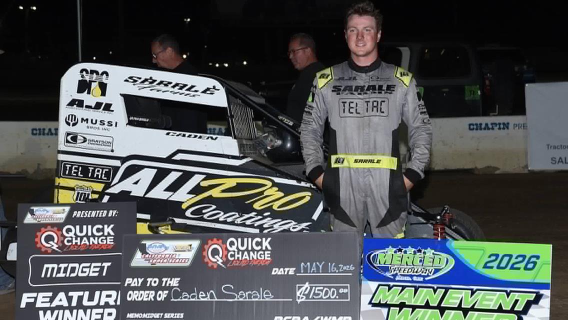 SARALE AND MITCHELL TOP SUPER SERIES MIDGETS AGAINST LARGE MERCED FIELD