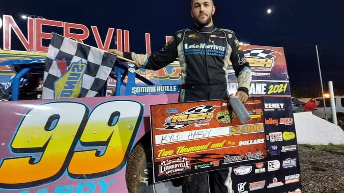 KYLE HARDY CAPS OFF $12,000 FLYNN'S TIRE/BORN2RUN TOUR TITLE WITH IMPRESSIVE RUSH LATE MODEL WIN AT LERNERVILLE; GARRETT KRUMMERT TOPS RUSH MODS WHILE
