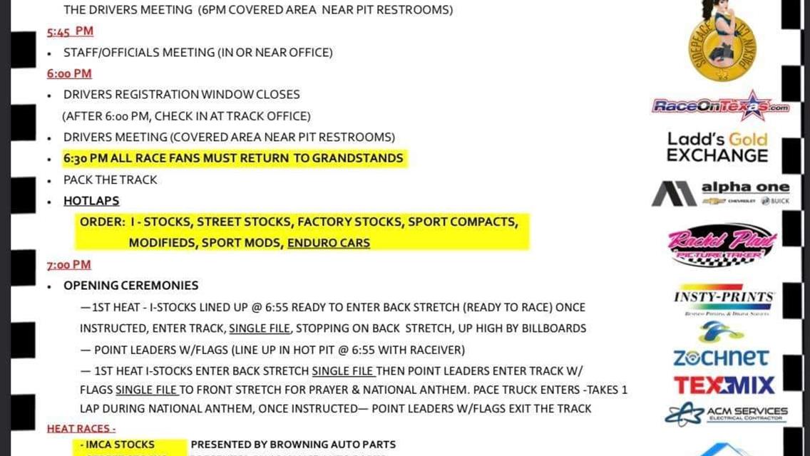 September 24, 2022 Race Day Information!