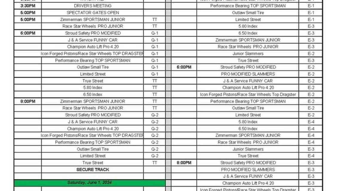 Summer Smackdown Schedule of Events at Flying H Dragstrip!