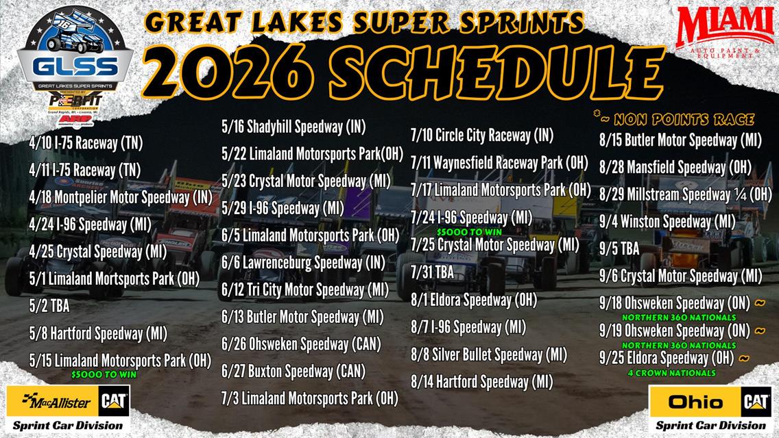 Increased Purses, 19 Different Tracks Highlight 2026 Great Lakes Super Sprints Schedule