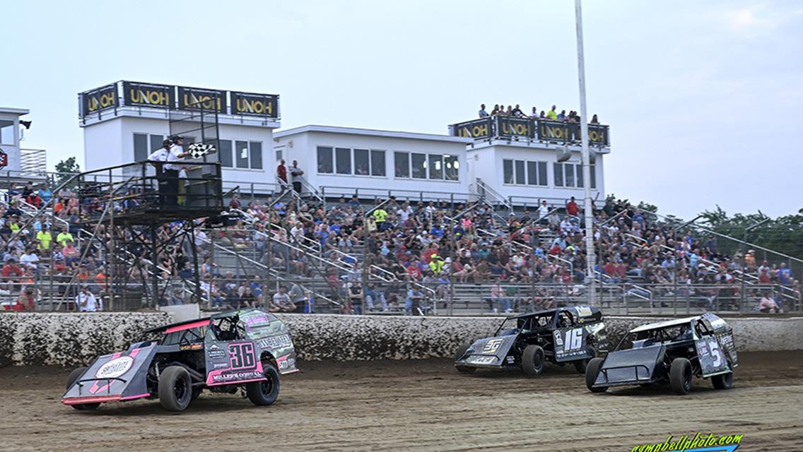 Vaughan wins second Modified feature of season, Valenti bags first Thunderstock win of year, and Hannagan sings in the rain in NRA Sprints.
