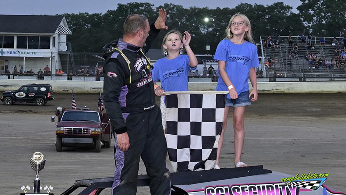 Vaughan wins second Modified feature of season, Valenti bags first Thunderstock win of year, and Hannagan sings in the rain in NRA Sprints.