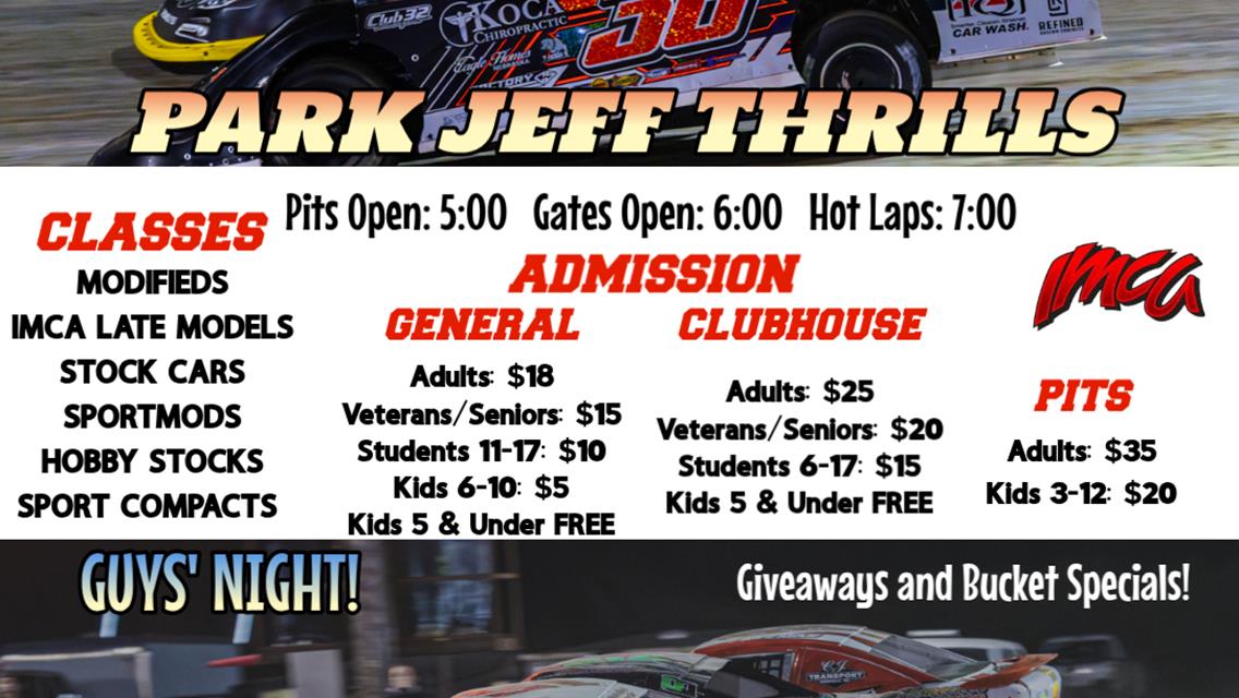 Park Jeff Thrills + Guys' Night Friday!