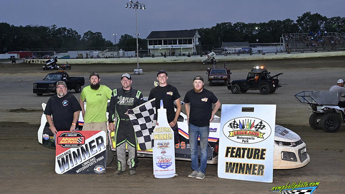 Vaughan wins second Modified feature of season, Valenti bags first Thunderstock win of year, and Hannagan sings in the rain in NRA Sprints.