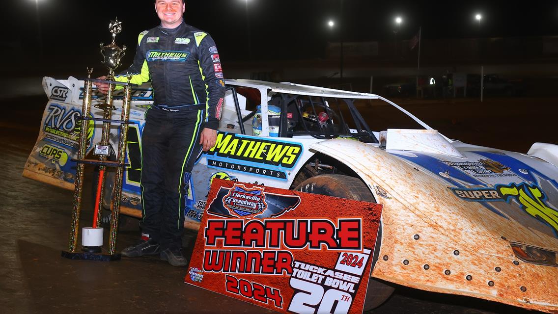 Clarksville Speedway (Clarksville, TN) – DIRTcar Supers – Tuckassee Toilet Bowl Classic – March 29th-30th, 2024. (Josh James Artwork)