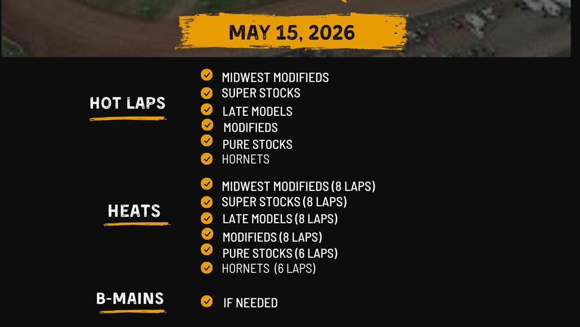 Order of Events for 5/15/2026 (Season Opener)