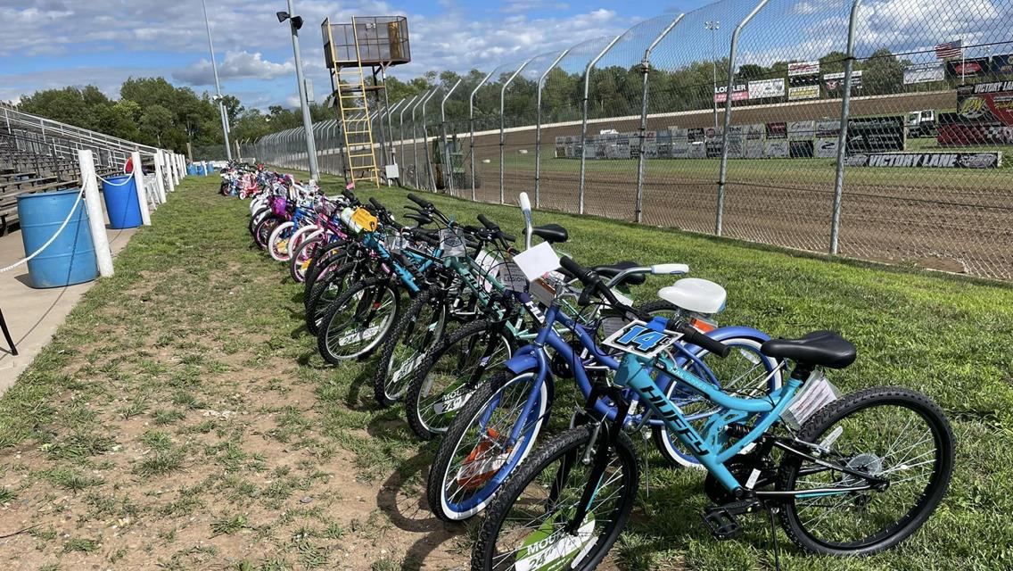 Saturday Night was Another Successful Race Night at Wagmaon&#39;s Ogilvie Raceway as 100 Bikes Were Given to Kids During Intermission.