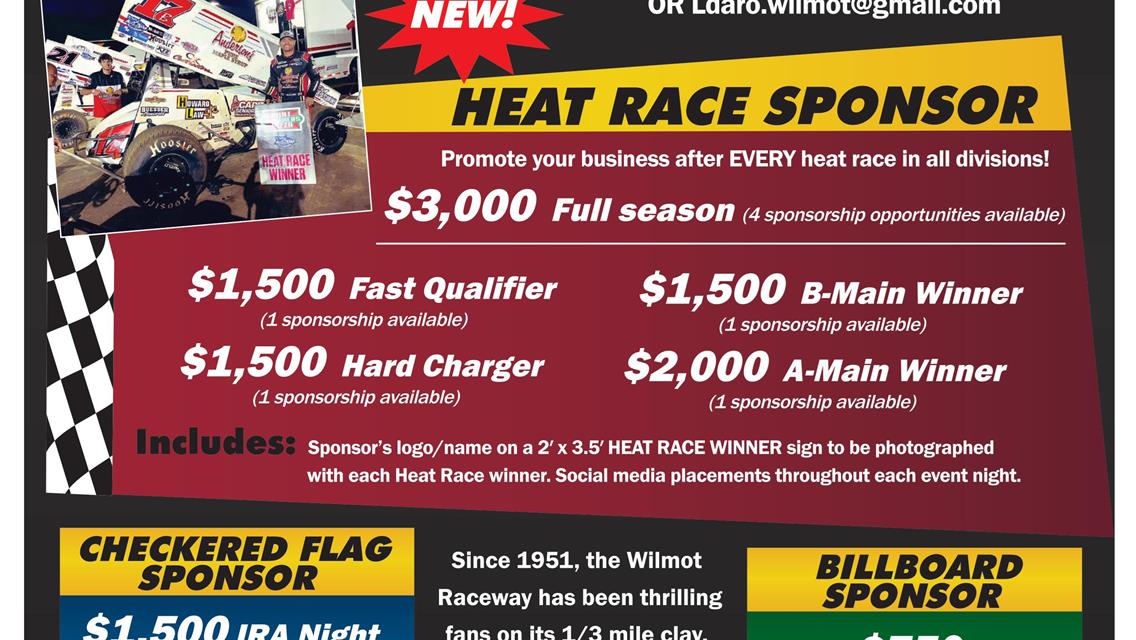2023 Wilmot Raceway Schedule Release!!!