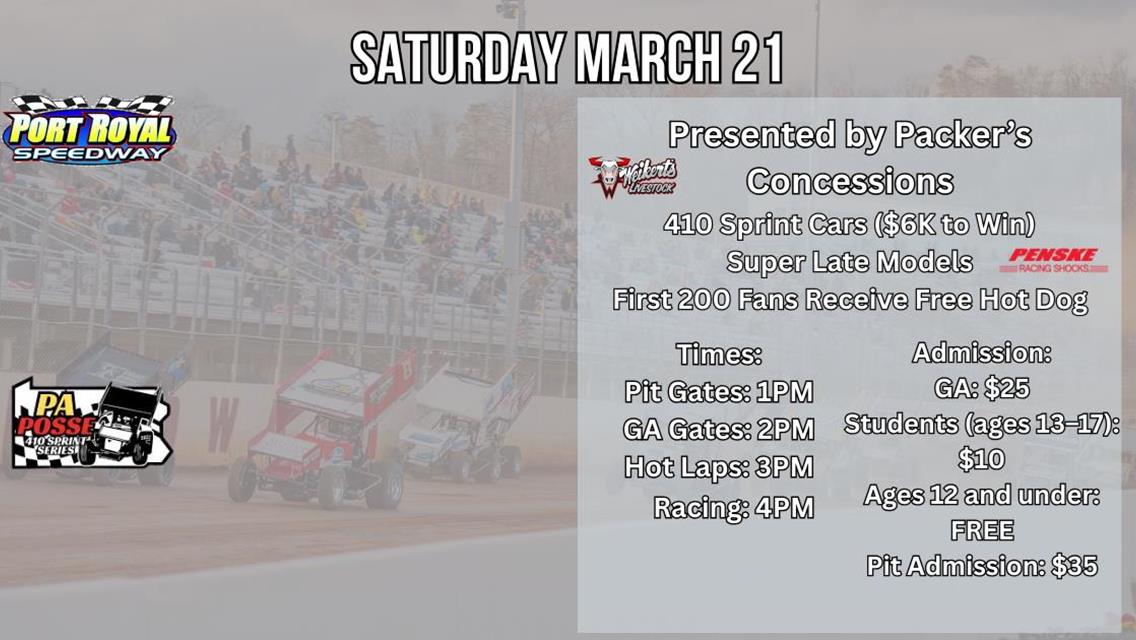 Opening Day Presented by Packer’s Concessions Set for Saturday at Port Royal Speedway
