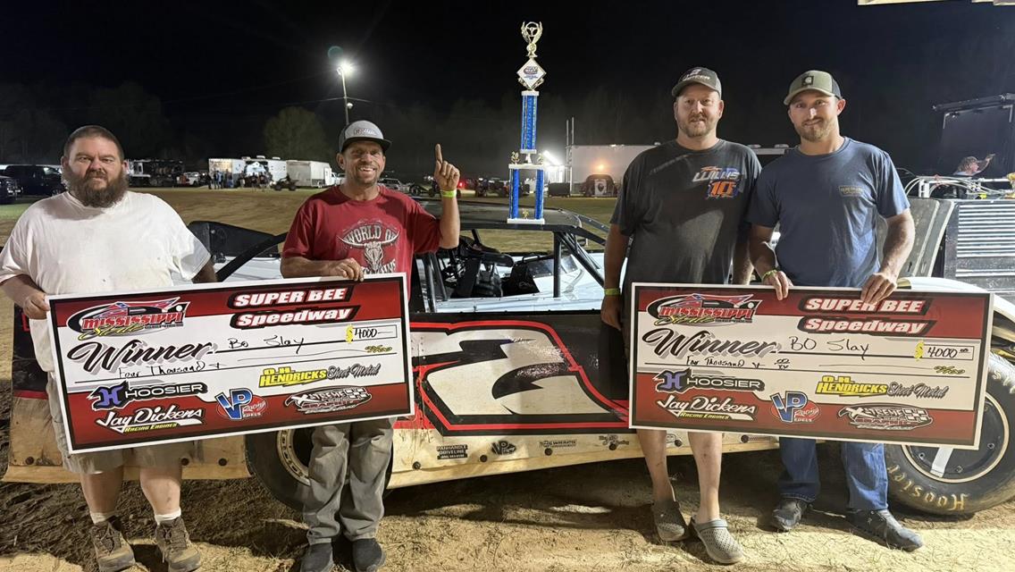 Bo Slay swept the Mississippi State Championship Challenge Series (MSCCS) weekend at Super Bee Speedway on April 10–11.