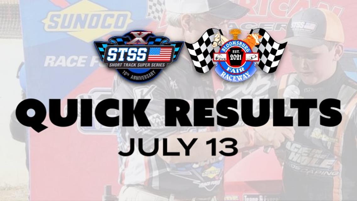 RESULTS SUMMARY  BLOOMSBURG FAIR RACEWAY THURSDAY, JULY 13, 2023