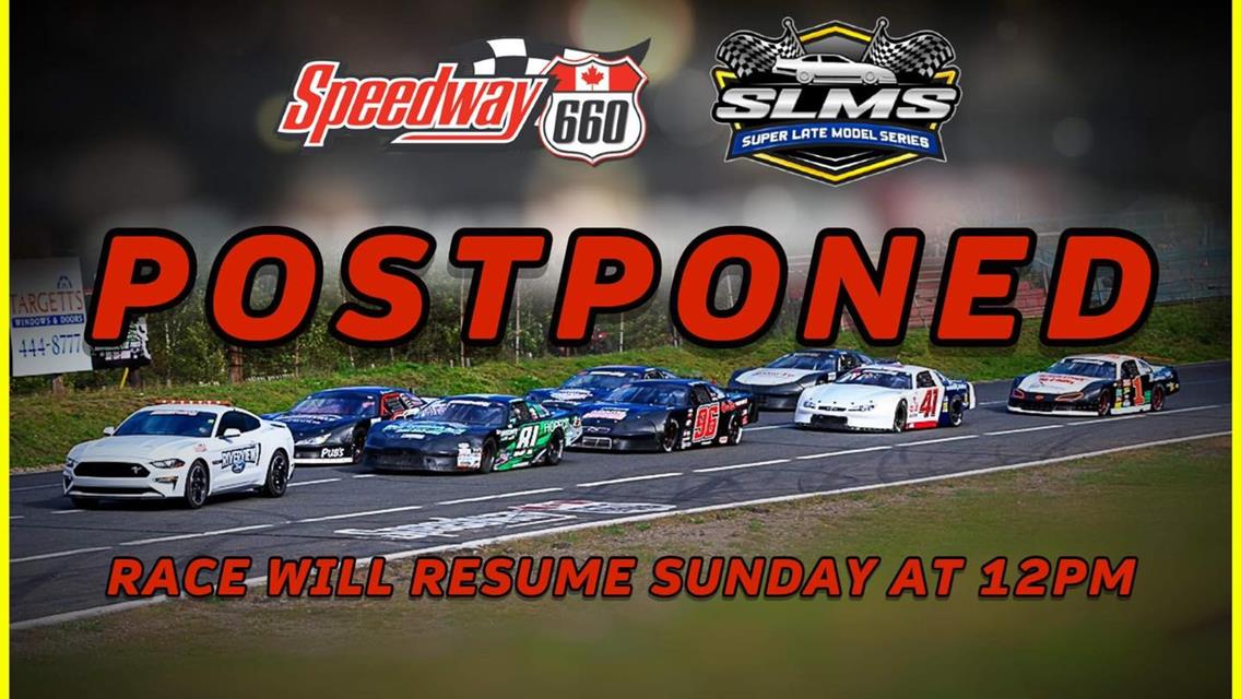 RIVERVIEW FORD SEASON OPENER SLMS AND SPORTSMAN RACING POSTPONED UNTIL SUNDAY AT 12PM.