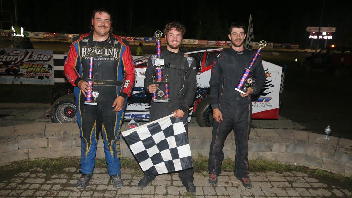 Hall of Famer Grandpa Gene Celebrates as both his grandsons win their feature events  Michael Danforth in the DIRTcar Wells River Chevrolet Sportsman