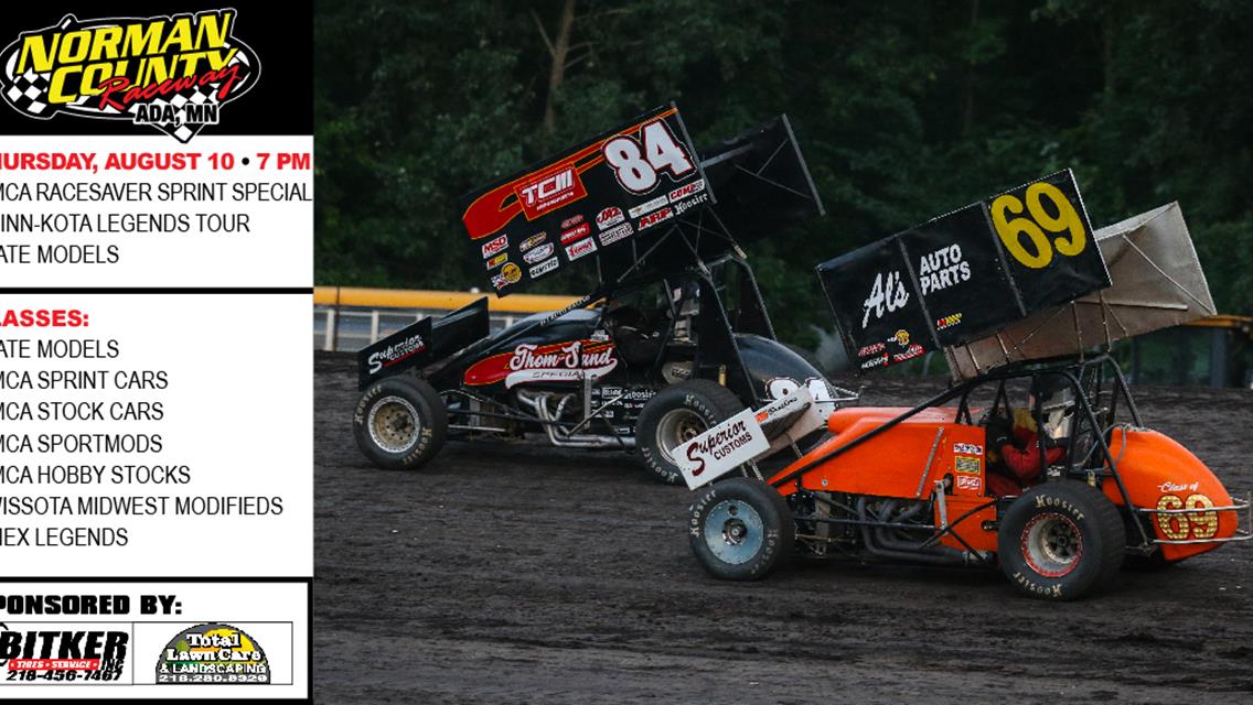 Thursday, August 10 - IMCA Racesaver Sprint Special | Minn-Kota Legends Tour | Late Models
