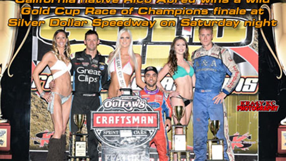 California native Rico Abreu wins a wild Gold Cup Race of Champions finale at Silver Dollar Speedway on Saturday night