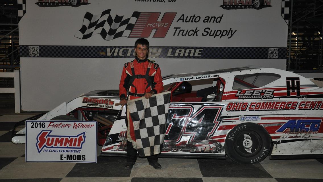1st win for Richner of 2016 in Big-Block Mods; $1000 Penn-Ohio Stocks to Schneider; Career 1st Sharon Mod win for Eucker; Kugel & Ferry repeat in RUSH
